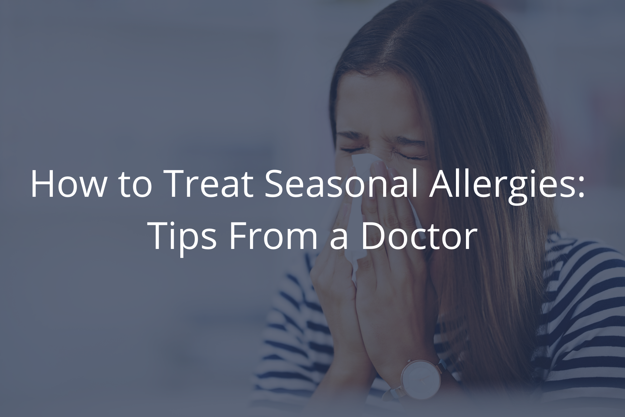 A woman in need of tips for seasonal allergies blows her nose into a tissue.